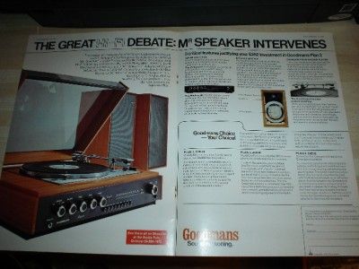 VINTAGE 1972 GOODMANS HI FI SYSTEMS AND SPEAKERS ADVERT  