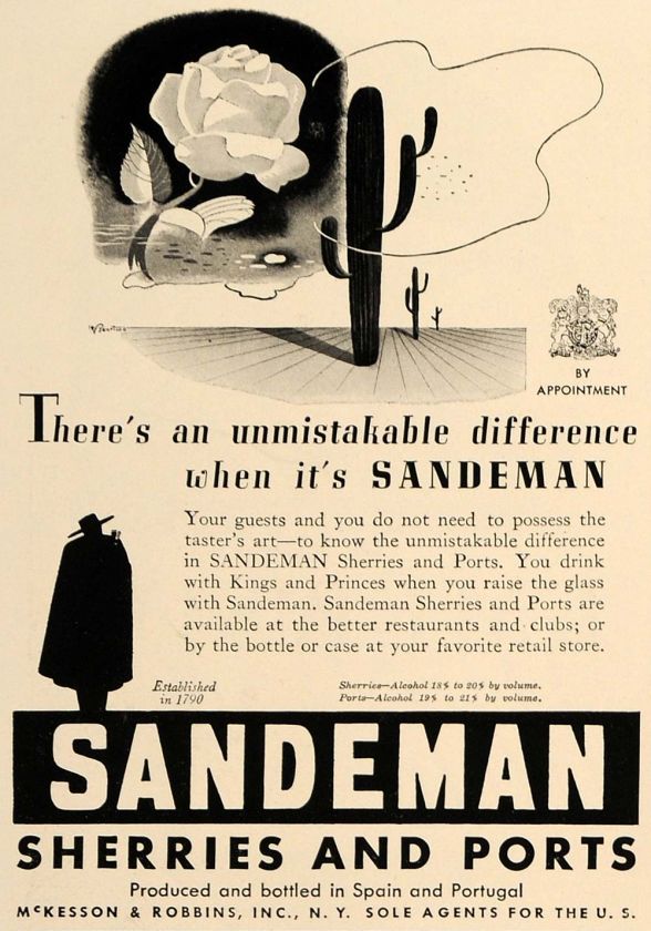   Sandeman Sherry Port McKesson Robbins Alcohol   ORIGINAL ADVERTISING