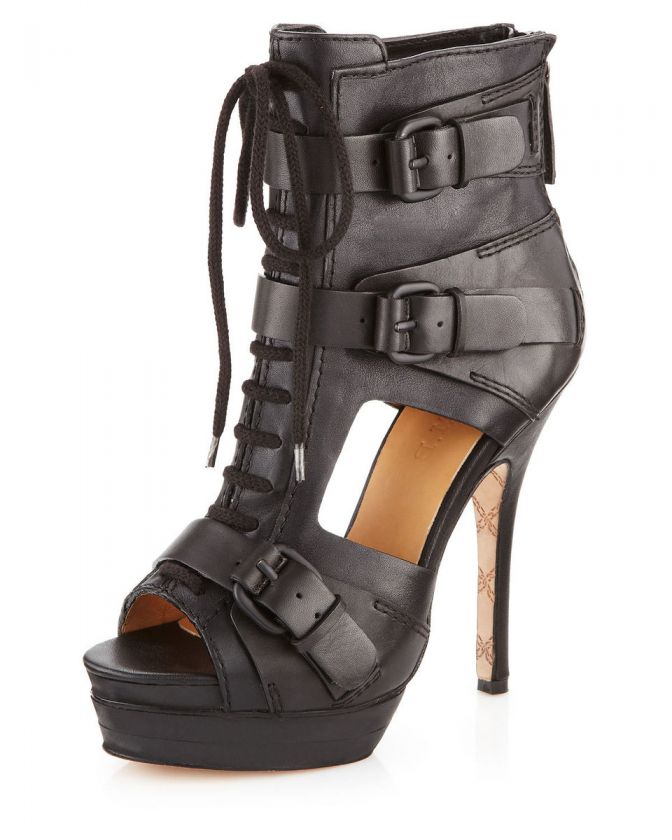 Norine Platform Booties, Black  