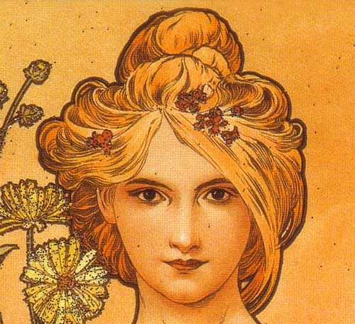 ALPHONSE MUCHA Greeting Note Card SEASONS SPRING New  