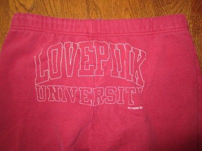 VICTORIAS SECRET LOVE PINK SWEAT PANTS XS XSMALL Red Pink Vintage 