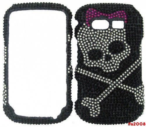 FOR PANTECH CAPER VERIZON PREPAID PHONE CRYSTAL SKULL BLACK CELL CASE 