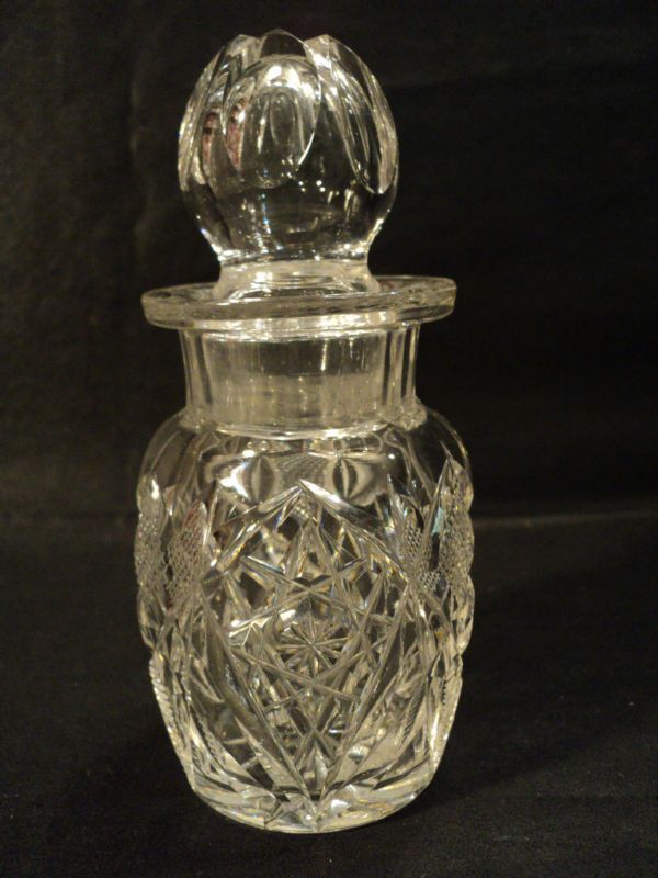 AMERICAN BRILLIANT HAWKES CUT GLASS HORSERADISH BOTTLE  