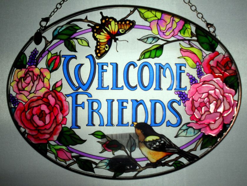 Pretty AmiaWelcome Friends Stained Glass Suncatcher  