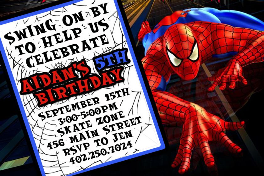 Spiderman Birthday Party Invitations  