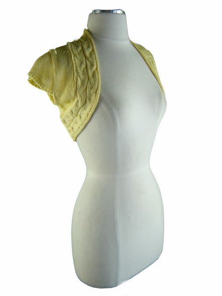 Vtg 50s Inspired YELLOW Cable Knit PINUP BOLERO SHRUG  