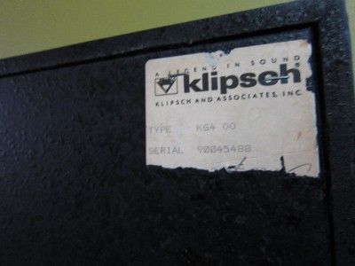 VINTAGE KLIPSCH KG 4 MAIN / STEREO SPEAKERS   OAK CABINETS   MUST SEE 