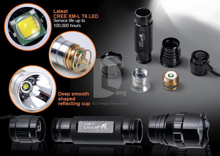 UltraFire 1000LM CREE T6 XML LED WF 501B 5 Mode Flashlight DC923