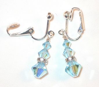 SWAROVSKI CRYSTAL ELEMENTS Sterling Silver Earrings AQUAMARINE Blue 