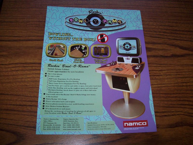 NAMCO ROCKIN BOWL O RAMA VIDEO ARCADE GAME FLYER 2005  