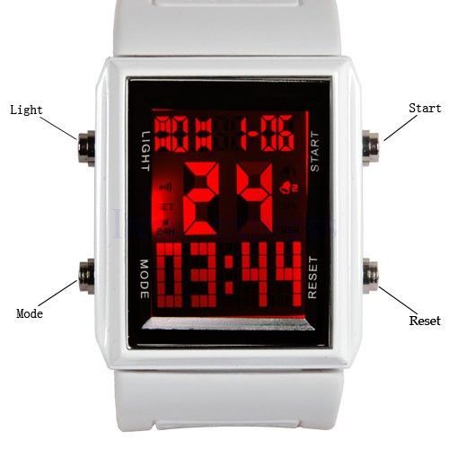 Men New fashionable Classic Muti functional Sport White Digital Wrist 