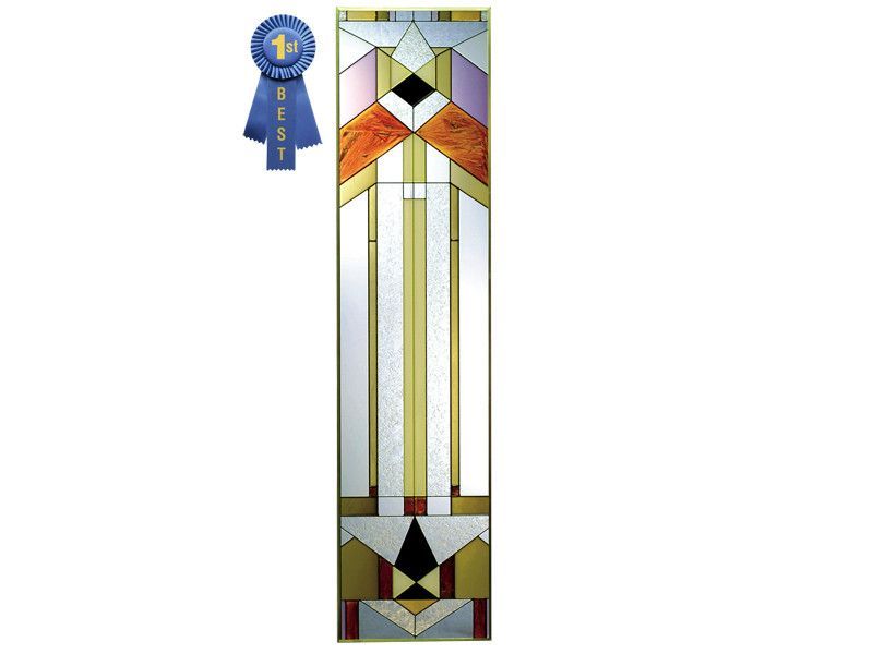 Art Deco Geometric Stained Glass Window Panel 42x10.25  