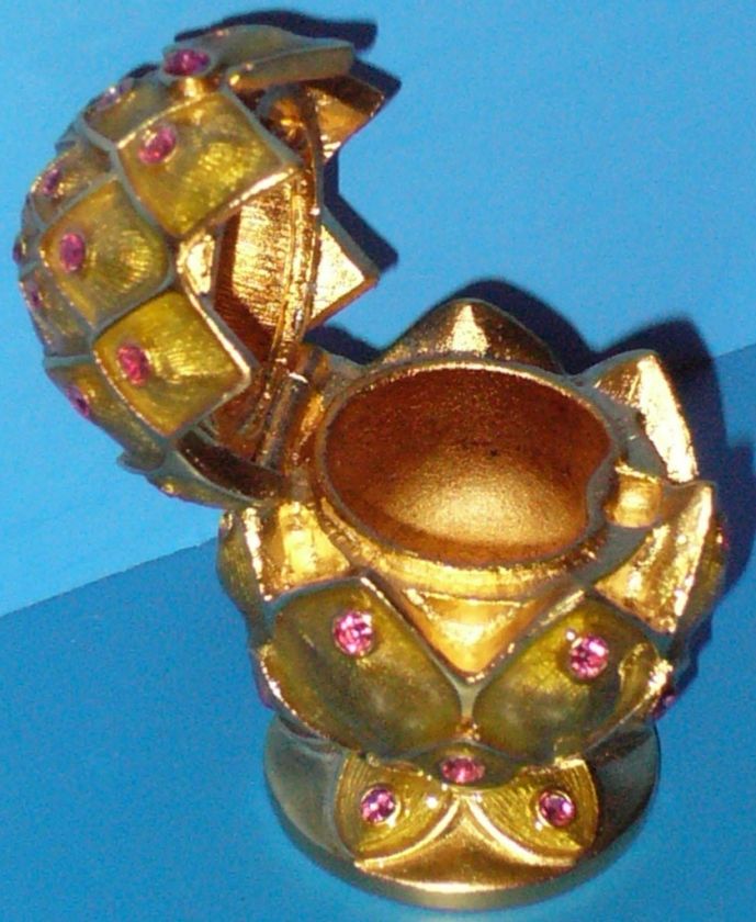 Estee Lauder Cosmetics Artichoke Hinged Trinket Box Bejeweled Pink 