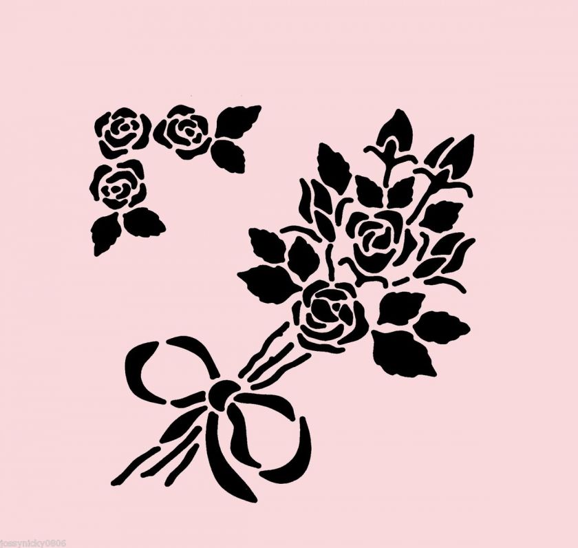 ROSE STENCIL ROSES BOUQUET RIBBON STENCILS TEMPLATE FLOWER NEW 7 X 5 