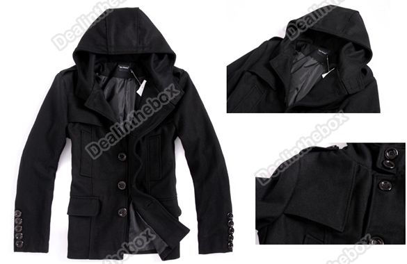   Fashion Men Slim fit Woolen Short Trench Coat Jacket Outerwear 4 Size