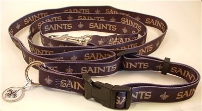 NEW ORLEANS SAINTS Dog Collar & Leash ID Tag Pet Set NFL Licensed 