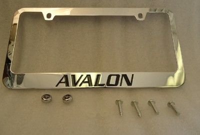 TOYOTA AVALON CHROME & INK METAL LICENSE PLATE FRAME WITH LOGO SCREW 