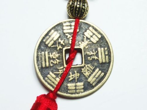 FENG SHUI FORTUNE COINS & BAGUA HANGING TASSEL Gift  