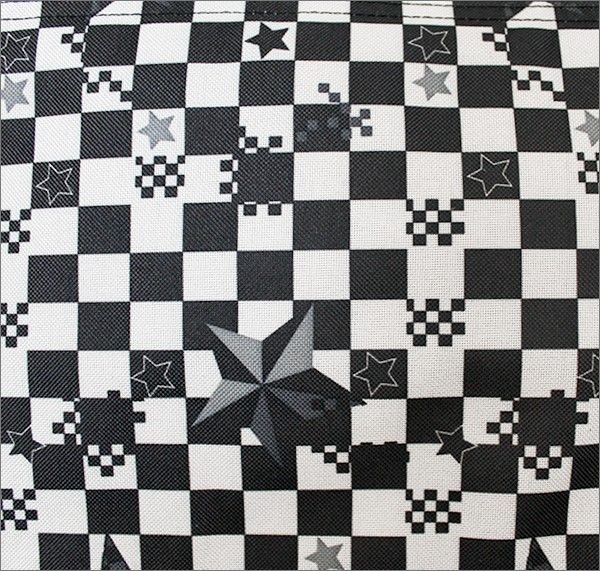   Black / White Checker with Star Messenger School Bag 14 ★  