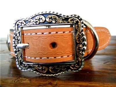 WESTERN STAR GENUINE LEATHER DOG COLLAR W/CONCHO  