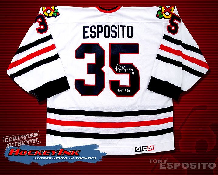 Chicago Blackhawks TONY ESPOSITO Signed White Jersey  