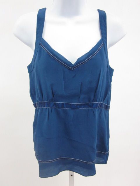 NWT TOAST Blue Silk Raw Edge Velvet Trim Tank Sz 10  