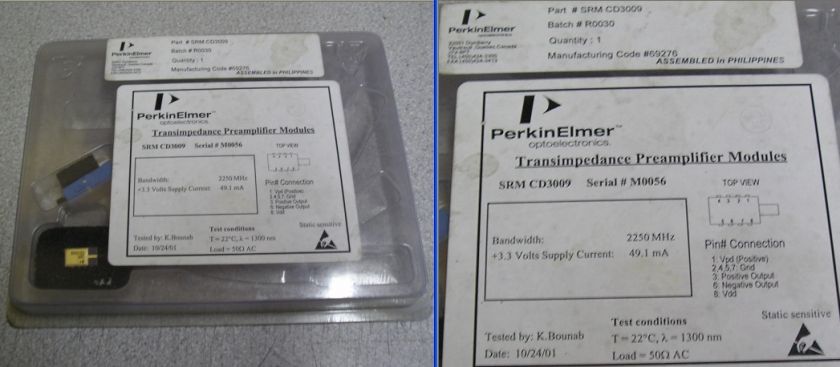 PerkinElmer SRM CD3009 Transimpedance Preamplifier Mod.  