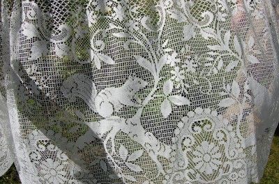 VTG FReNCH Net CuRTaiN VaLaNCe LaCe CRoCHeT / BiSTRoT CaFe CouNTRy 