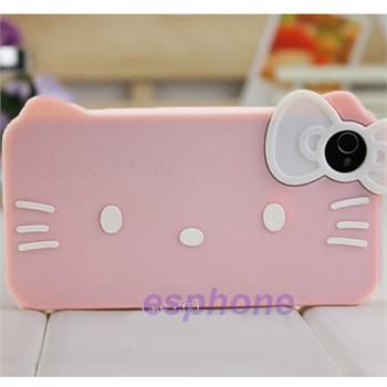 Red White Hello Kitty Silicone Soft Back Case Cover for iPhone 4 4G 4S 