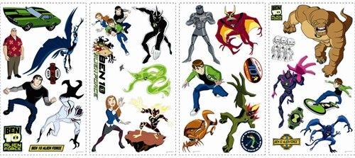 26 New BEN 10 ALIEN FORCE WALL DECALS Kids Aliens Cartoon Bedroom 