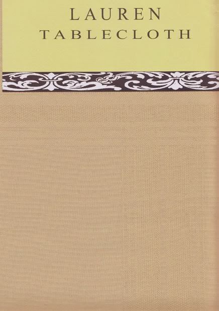 Taupe Tan Lauren Rectangle Block Design Woven Fabric Tablecloth Free 