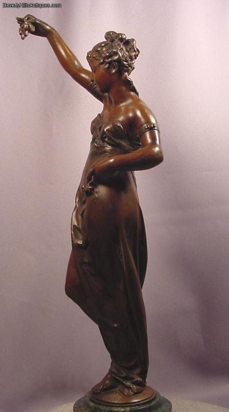 Beautiful Antique Bronze Lady Signed Bouret 19.25  