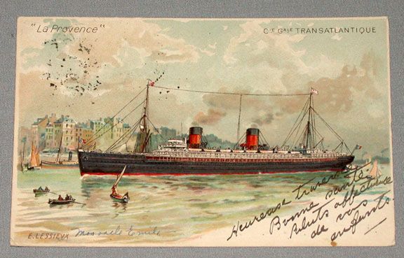 1907 Ocean Liner La Provence French Line Postcard  