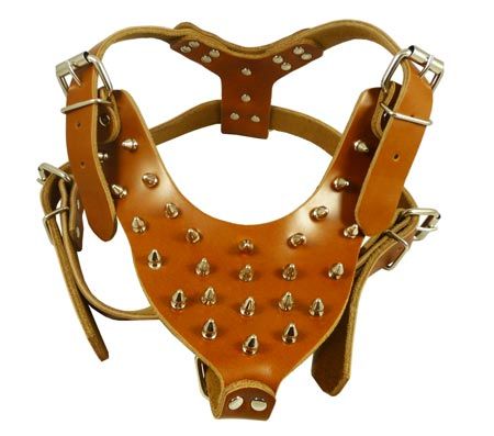 Doberman 26 34 size Spiked Leather Dog Harness 1 wide Pitbull 