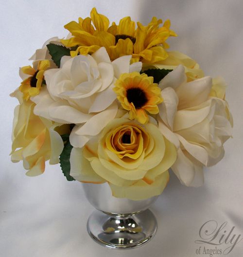 Vase Centerpiece Wedding Decoration Sunflower Yellow  