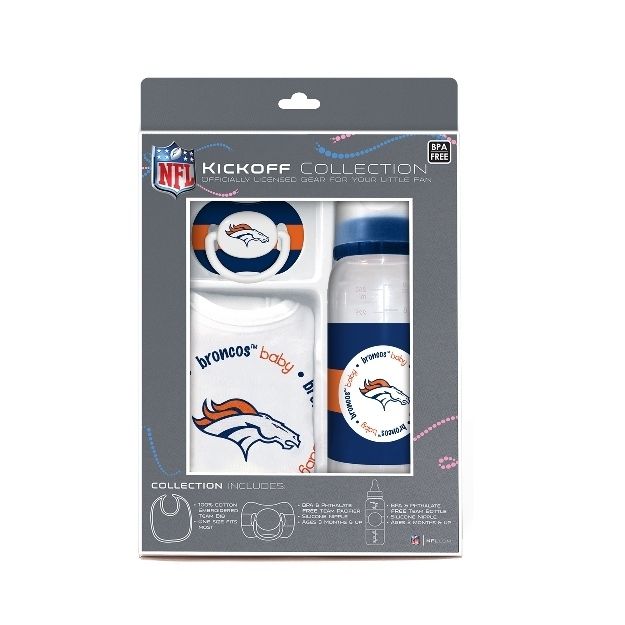 DENVER BRONCOS NFL Baby Infant BIB/PACIFIER/BOTTLE Gift Set  