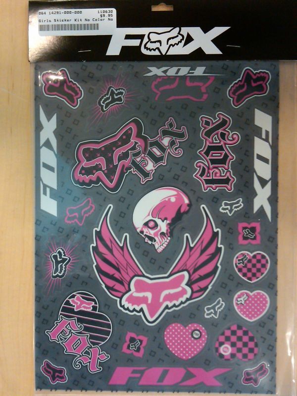 FOX RACING GIRLS PINK RACE DAY STICKER PACK/SHEET  