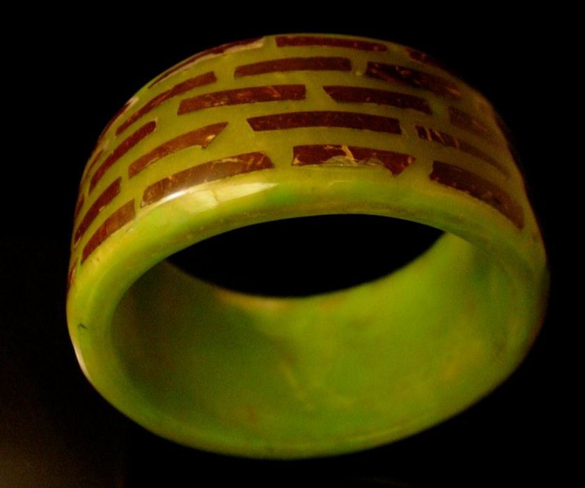 Vtg Marbled Inlay Plastic Resin Bangle Bracelet Wide  