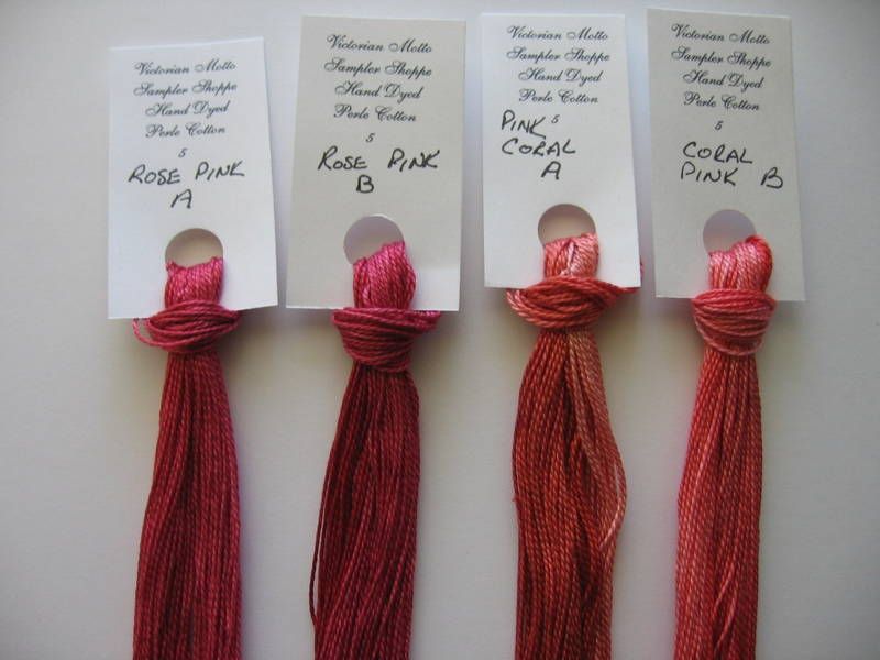 Over dyed PERLE COTTON(size 5),Pinks/Corals set, 80yds  