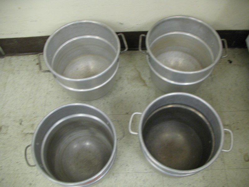 Lot of 4 Stainless Steel Deep Mixing Pots Bowls Handles  