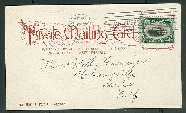 1901, Exposition Station Machine cancel 1¢ Pan Am  
