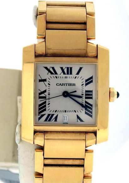 Cartier Tank Francaise $23,400 Mens 18k Gold Watch.  