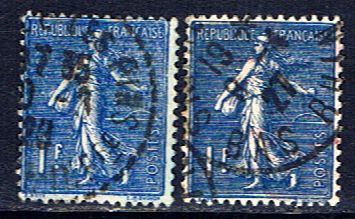France #154 1926 1 Franc dull blue Sower Used 2 CDS COPIES  