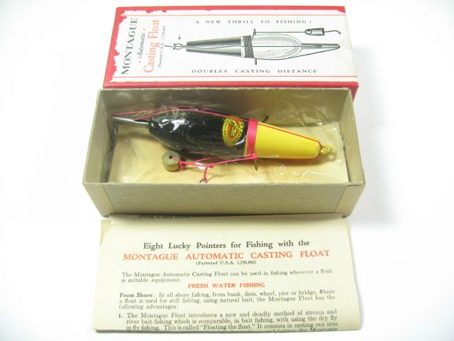 VINTAGE MONTAGUE AUTOMATIC FISHING CASTING FLOAT BOBBER IN BOX  
