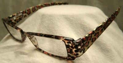 ORANGE Leopard Square Reading Glasses Readers w CS 2.5  