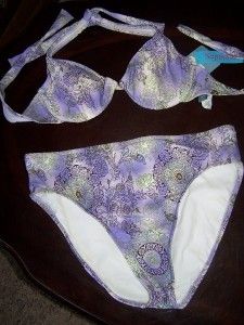 NWT VM SWIM SUIT WOMENS S M 2 PC HALTER BIKINI PURPLE  