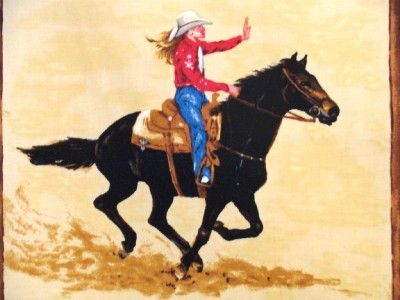 New Barrel Racing Girls Fabric BTY Horse Rodeo Western Country 35 