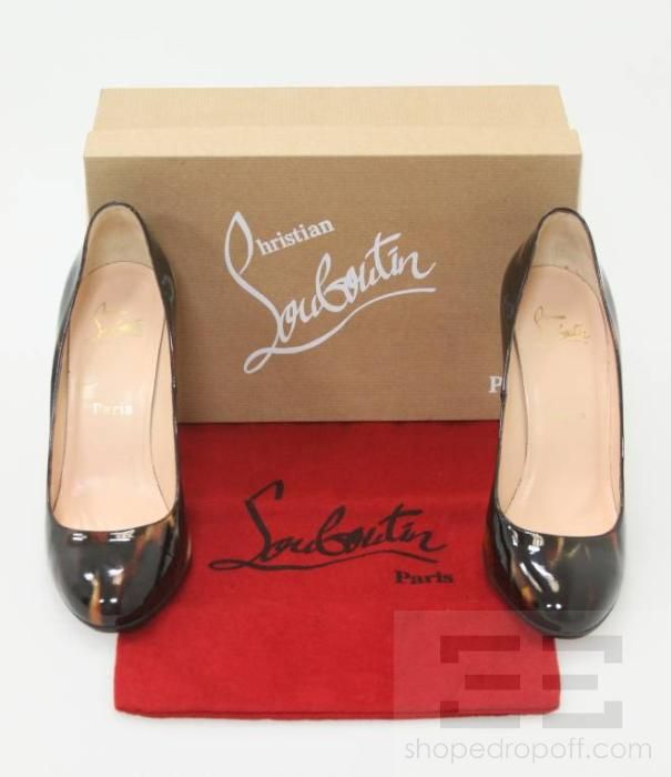 Christian Louboutin Ron Ron Tortoise Glitter Patent 100mm Heels Size 