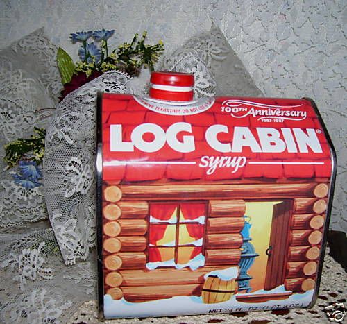 LOG CABIN MAPLE SYRUP TIN 100TH ANNIVERSARY 24 FL.OZ.  