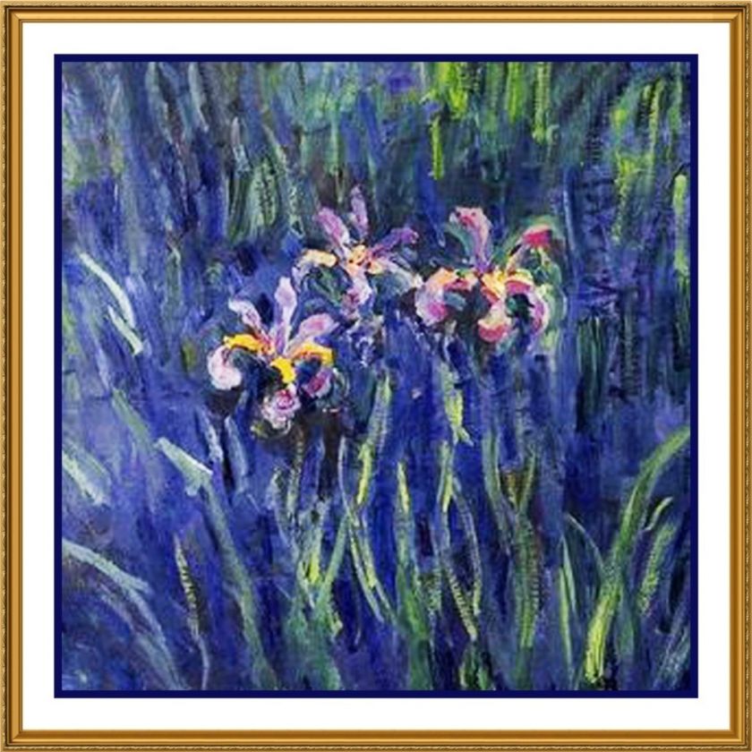 Impressionist Monets Irises from Giverny Counted Cross Stitch Chart 